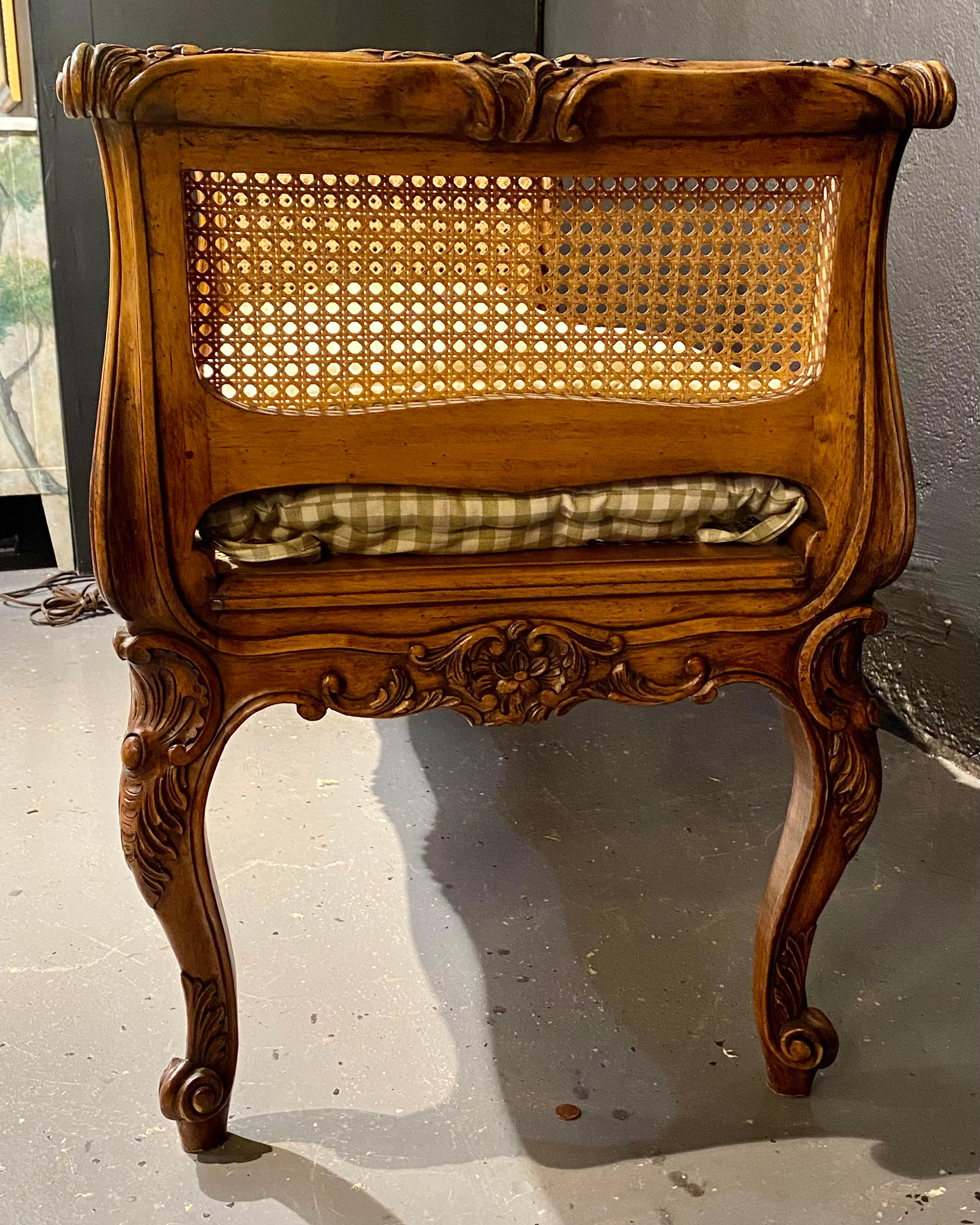 Louis XV Style Finely Carved Walnut Window Seat Bench 6