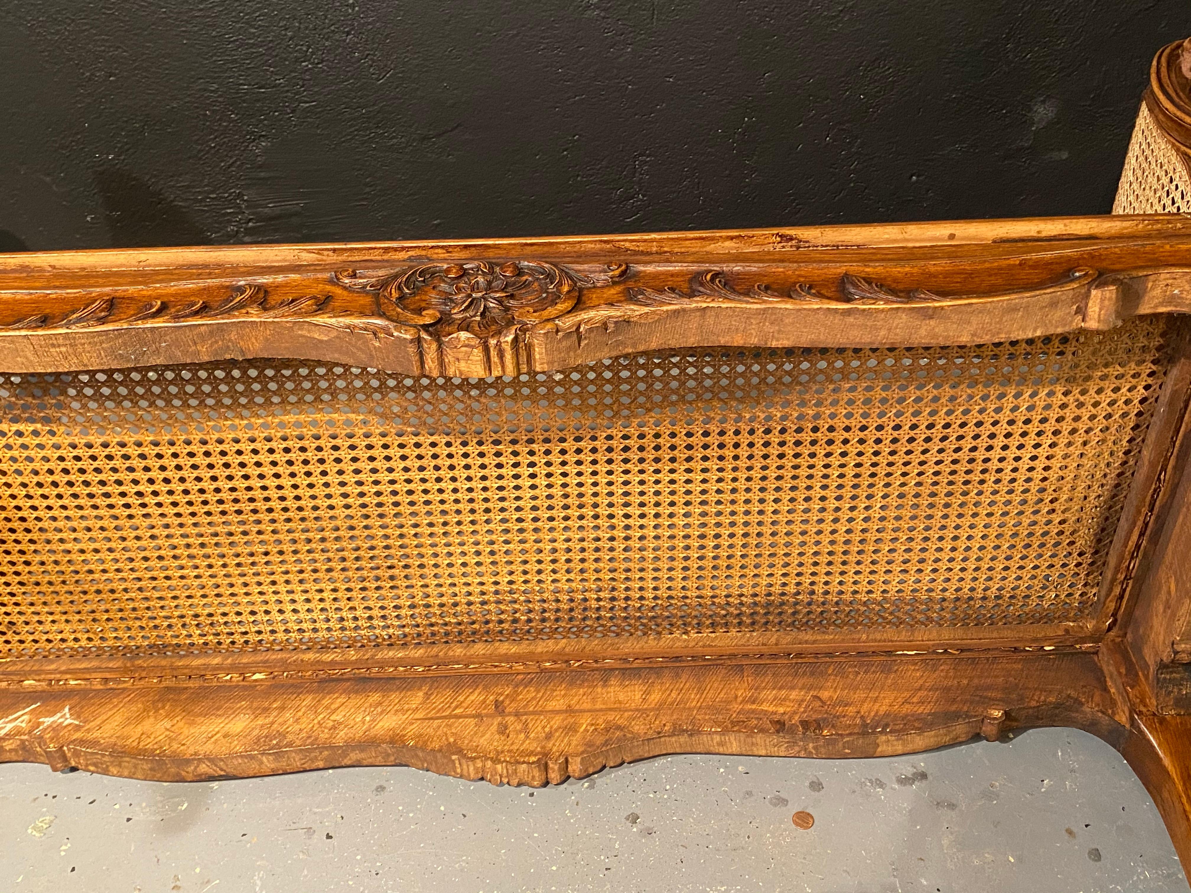 Louis XV Style Finely Carved Walnut Window Seat Bench 10