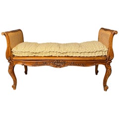Louis XV Style Finely Carved Walnut Window Seat Bench