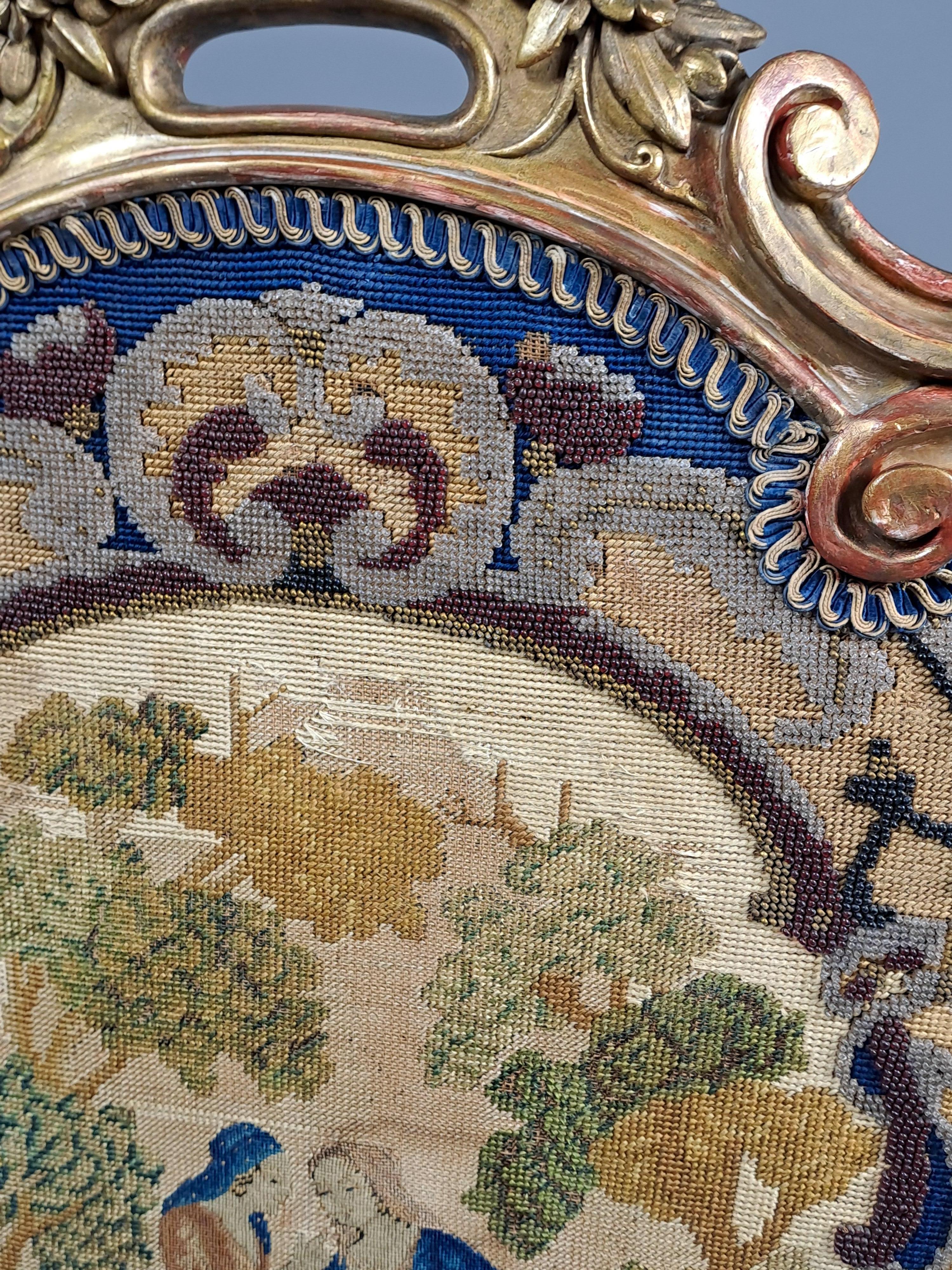 Louis XV Style Fire Screen In Gilded Wood In Fair Condition For Sale In BARSAC, FR