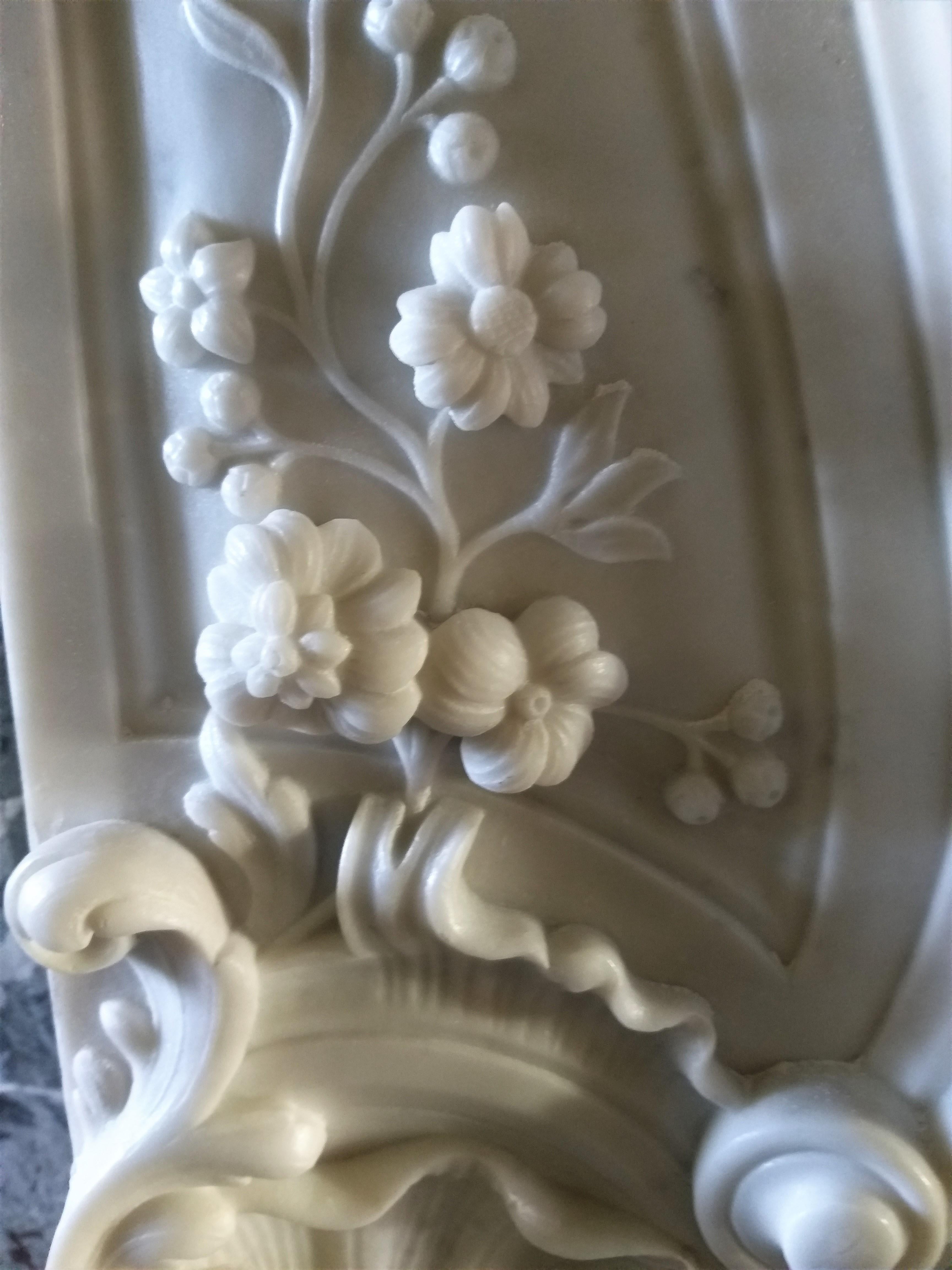 Louis XV-Style Fireplace, Carrara Statué For Sale 6