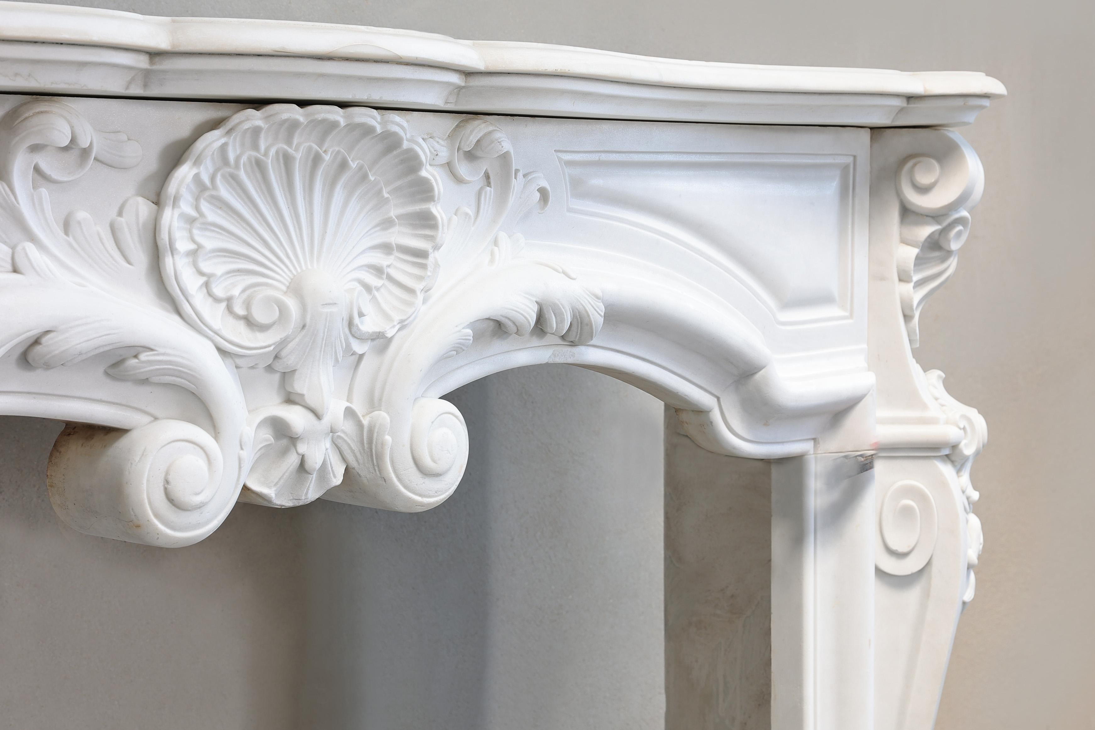 French Antique Marble Fireplace Mantel For Sale