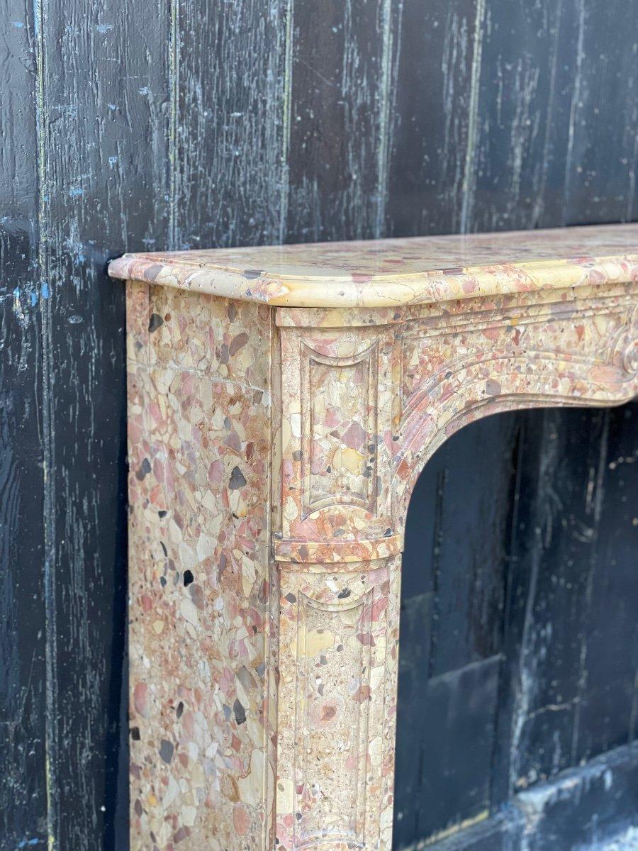 19th Century Louis XV Style Fireplace in Aleppo Breche Marble For Sale