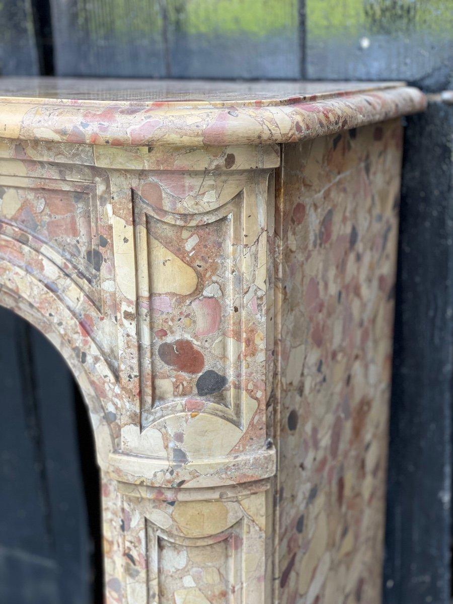 Louis XV Style Fireplace in Aleppo Breche Marble For Sale 3