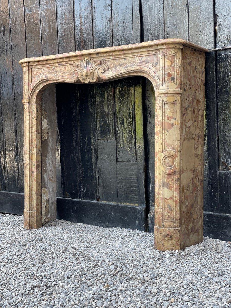 Louis XV Style Fireplace in Aleppo Breche Marble For Sale 4