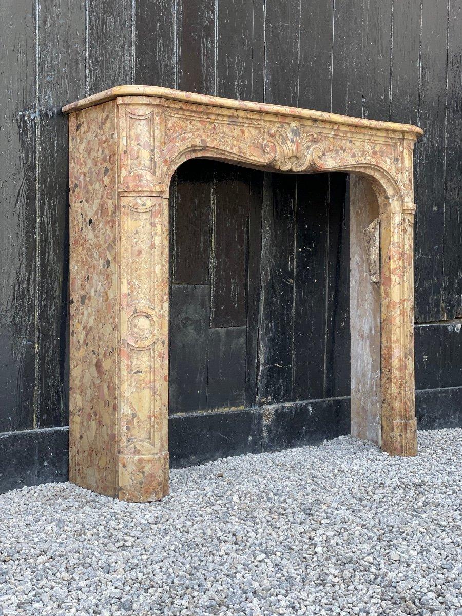 Louis XV Style Fireplace in Aleppo Breche Marble For Sale 5