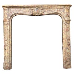 Louis XV Style Fireplace in Aleppo Breche Marble