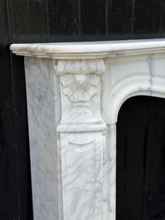 Louis XV style fireplace in Arabescato Carrara marble, around 1880