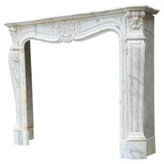 Louis XV style fireplace in Arabescato Carrara marble, around 1880