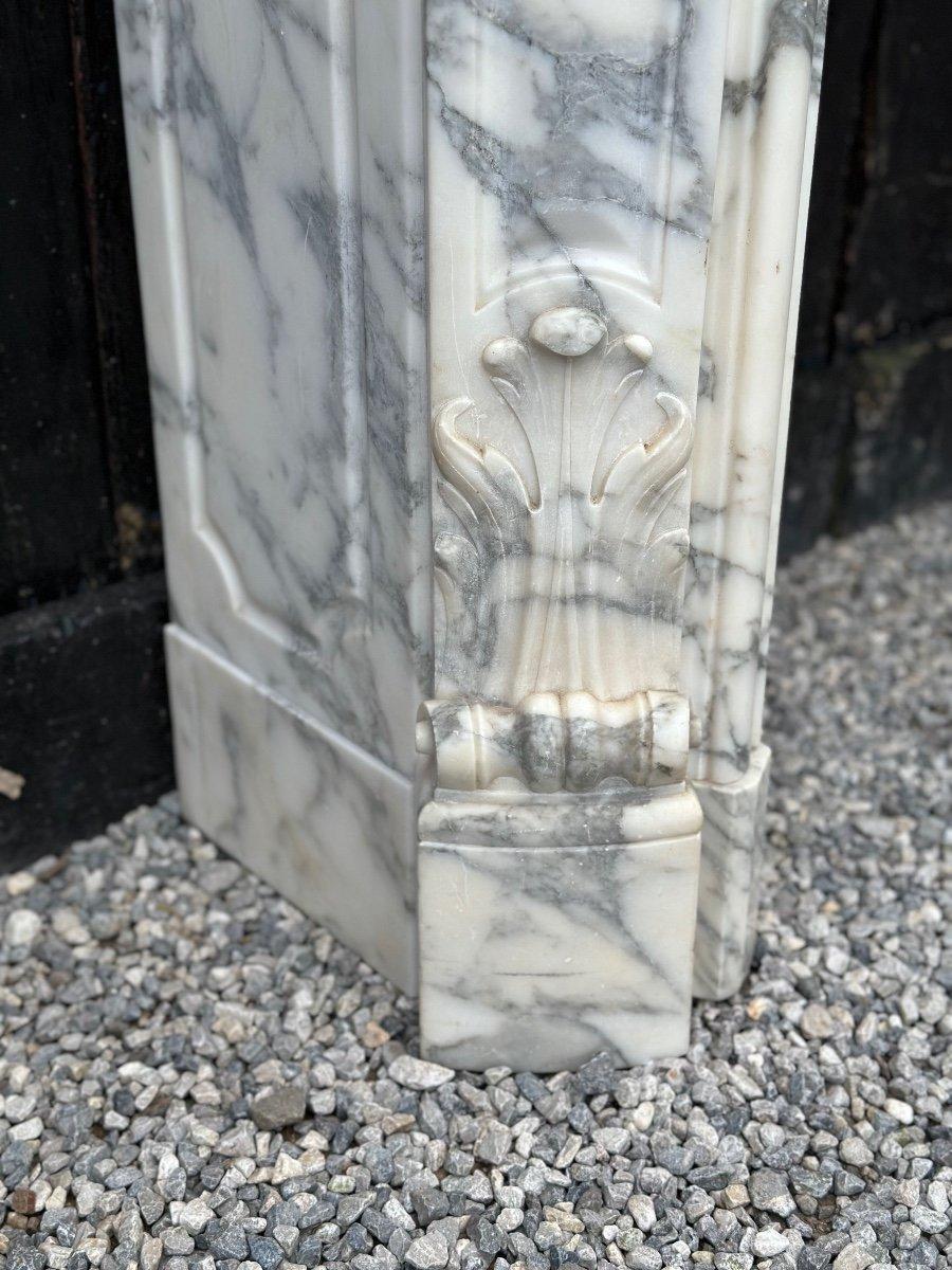 French Louis XV Style Fireplace In Arabescato Marble Circa 1880