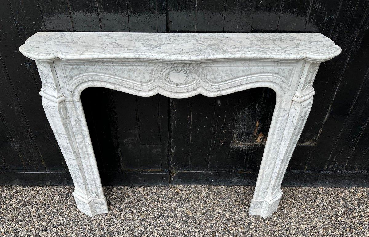 French Louis XV Style Fireplace In Arabescato Marble Circa 1880 For Sale