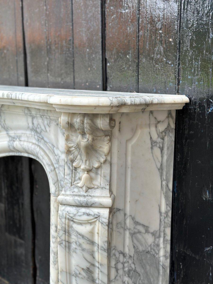 19th Century Louis XV Style Fireplace In Arabescato Marble Circa 1880