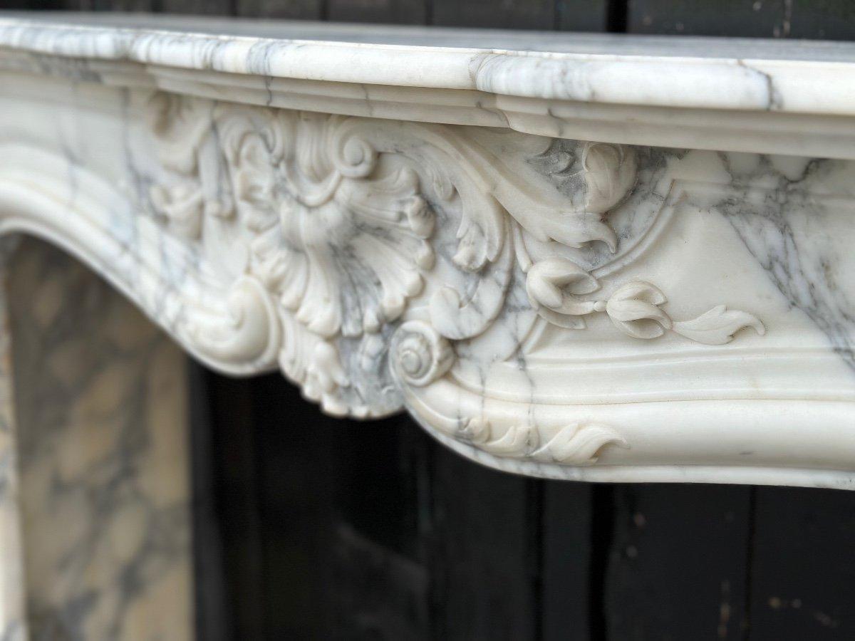 Louis XV Style Fireplace In Arabescato Marble Circa 1880 1