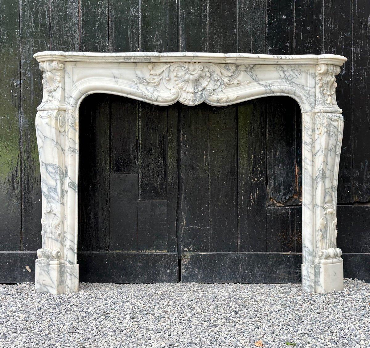 Louis XV Style Fireplace In Arabescato Marble Circa 1880 3