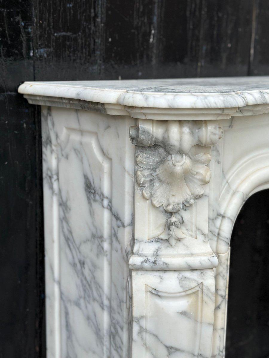 Louis XV Style Fireplace In Arabescato Marble Circa 1880 4