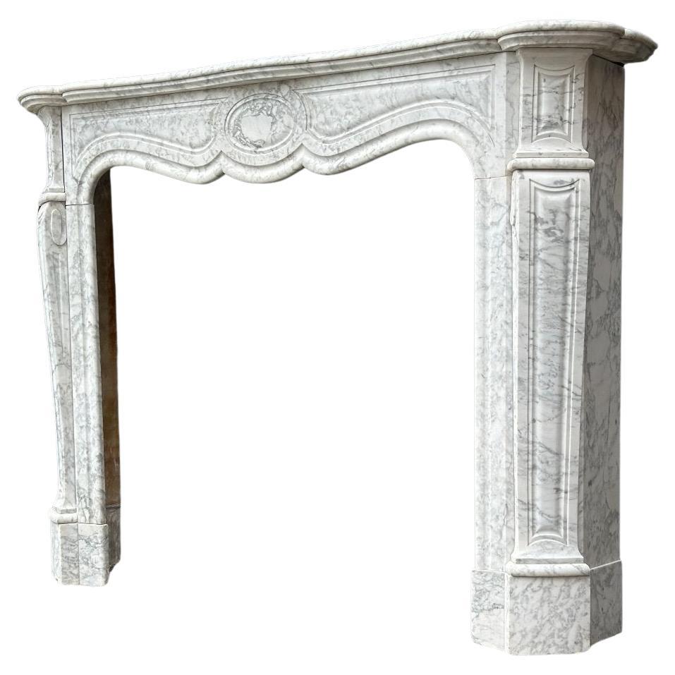 Louis XV Style Fireplace In Arabescato Marble Circa 1880 For Sale