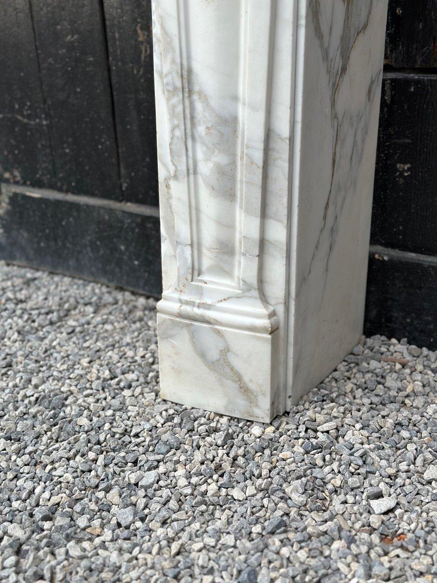 Arabescato Carrara marble fireplace, broken and restored tablet (see photos) fireplace dimensions: 89