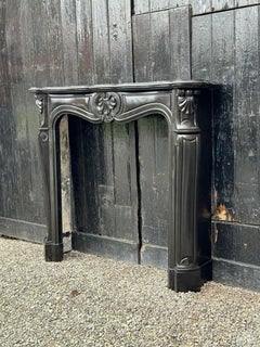 Louis XV Style Fireplace In Belgian Black Marble Circa 1880