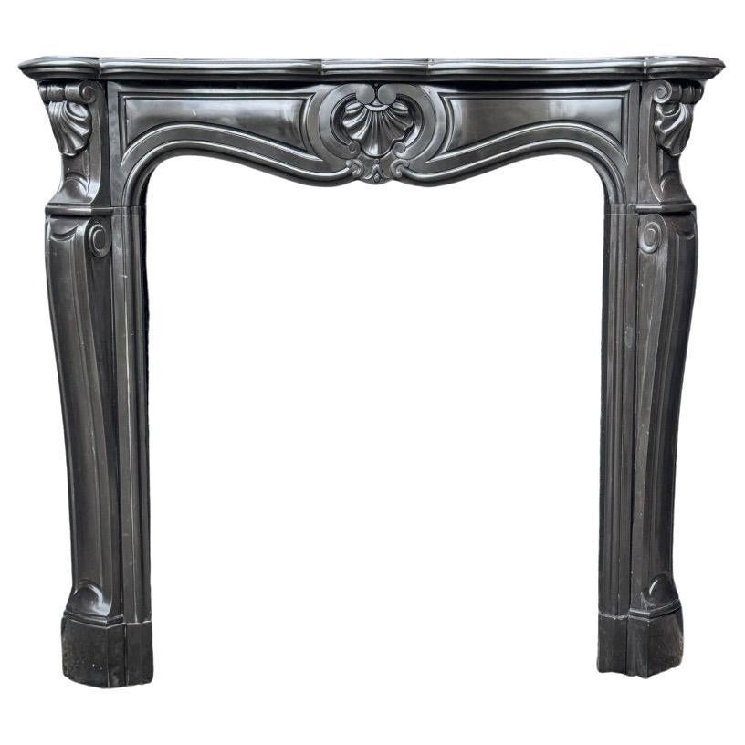 Louis XV Style Fireplace In Belgian Black Marble Circa 1880 For Sale