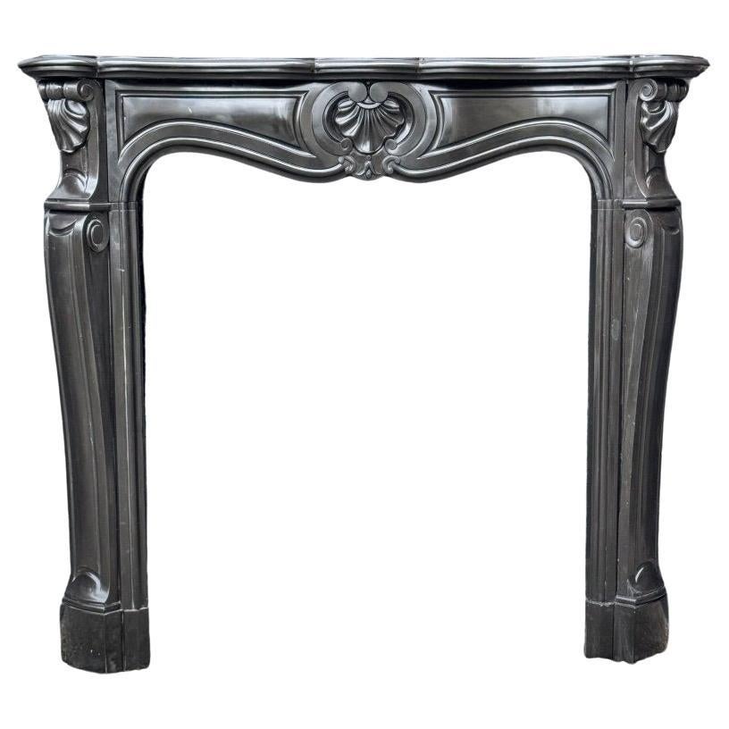 Louis XV Style Fireplace In Belgian Black Marble Circa 1880