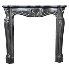 Antique Louis XV Style Fireplace In Belgian Black Marble Circa 1880