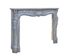 Louis XV style Fireplace in Bleu Turquin Marble