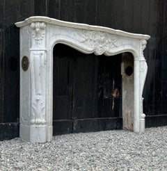 Louis XV Style Fireplace In Carrara Marble Circa 1880