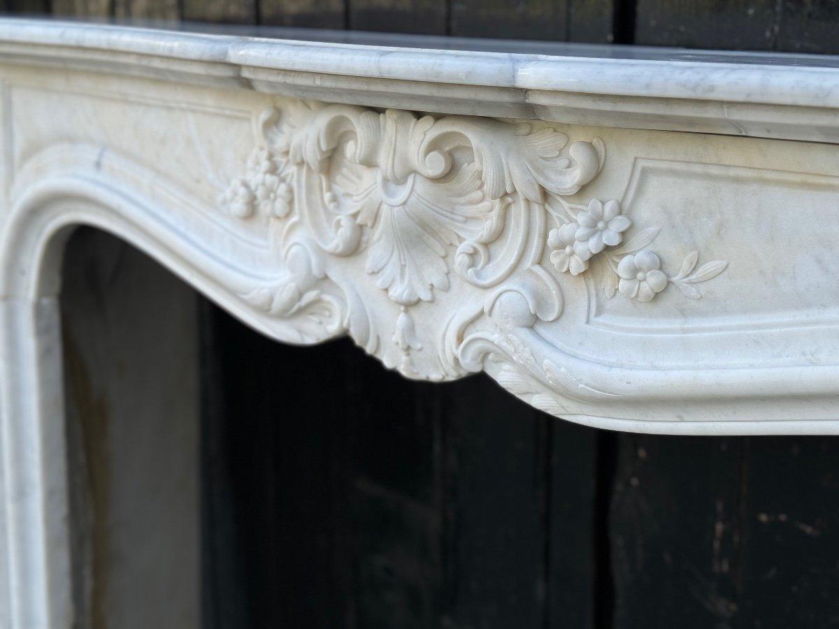 French Louis XV Style Fireplace In Carrara Marble Circa 1880 For Sale