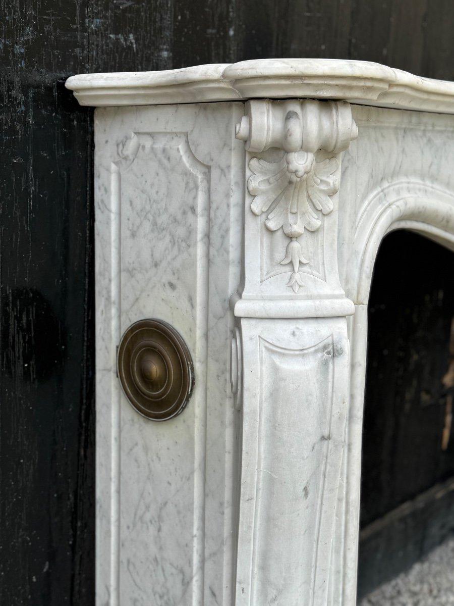 French Louis XV Style Fireplace In Carrara Marble Circa 1880 For Sale