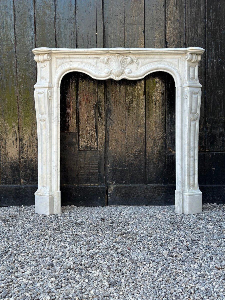 French Louis XV Style Fireplace In Carrara Marble, circa 1880 For Sale