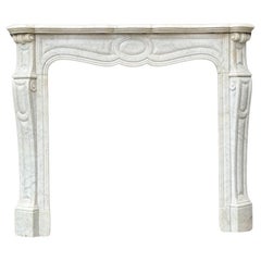 Louis XV Style Fireplace In Carrara Marble Circa 1880