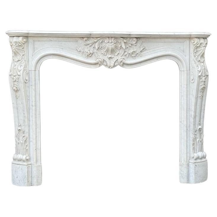 Louis XV Style Fireplace In Carrara Marble Circa 1880 For Sale