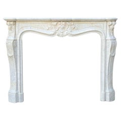 Used Louis XV Style Fireplace In Carrara Marble Circa 1880