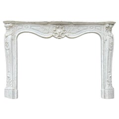 Used Louis XV Style Fireplace In Carrara Marble, Circa 1880