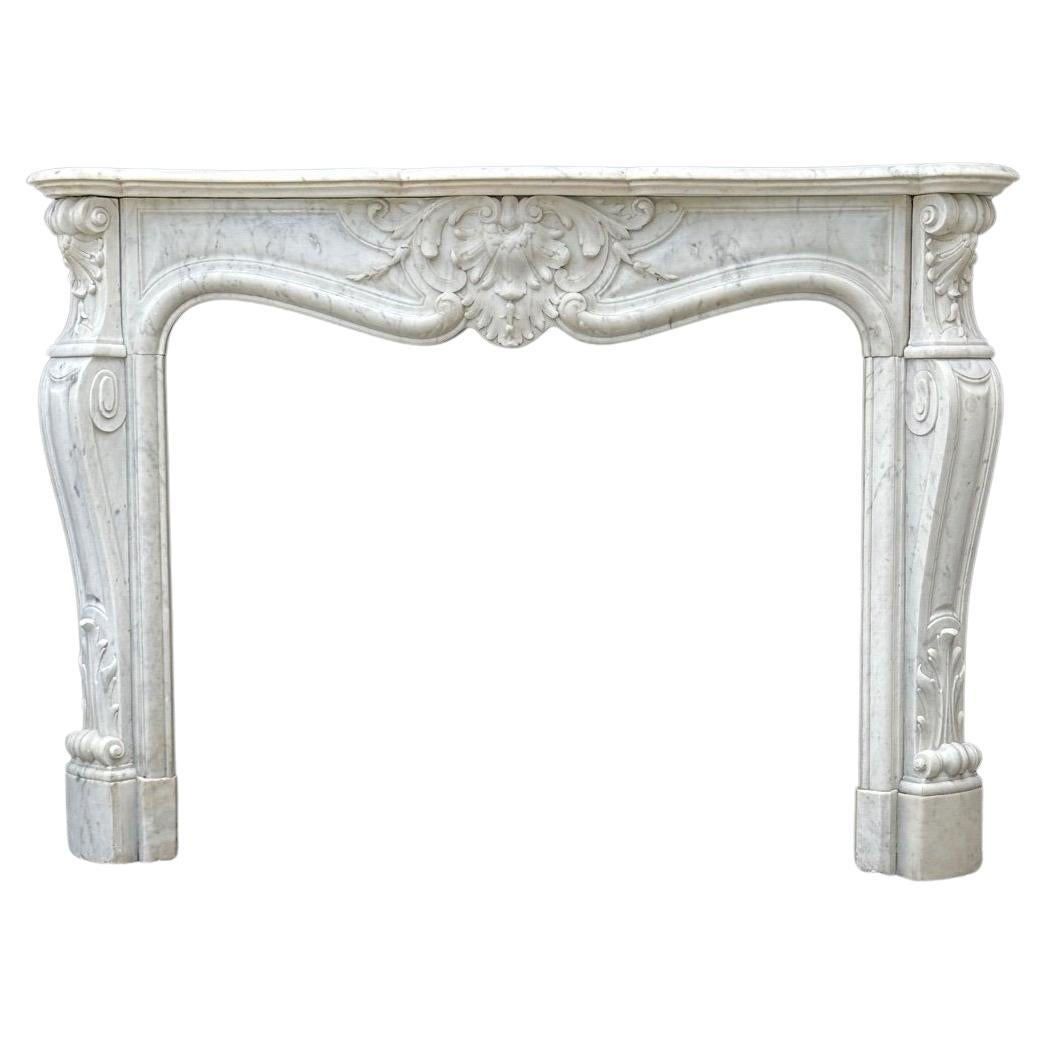 Kamin im Stil von Louis XV. aus Carrara-Marmor, um 1880