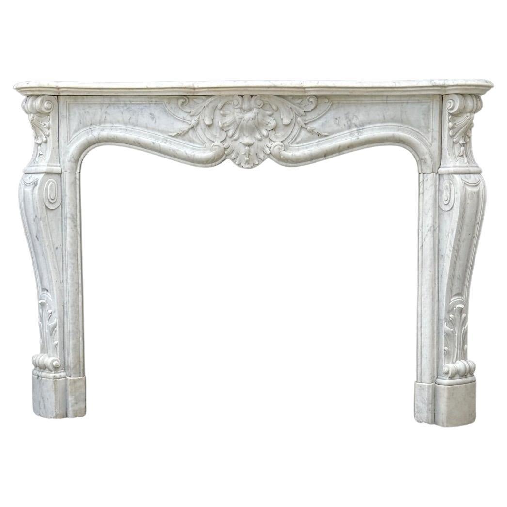 Louis XV Style Fireplace In Carrara Marble Circa 1880