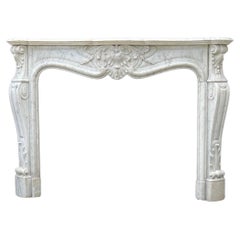 Used Louis XV Style Fireplace In Carrara Marble Circa 1880