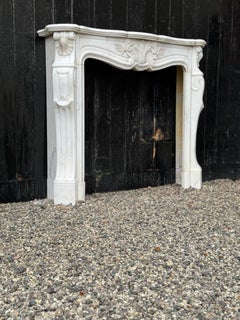 Louis XV Style Fireplace In Carrara Marble Circa 1900