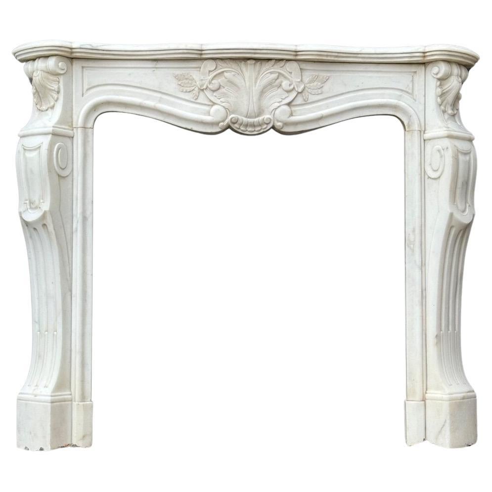 Louis XV Style Fireplace In Carrara Marble Circa 1900