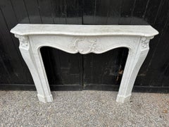 Louis XV Style Fireplace In Carrara Marble Circa 1940