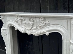 Louis XV style fireplace in Carrara marble, circa 1980