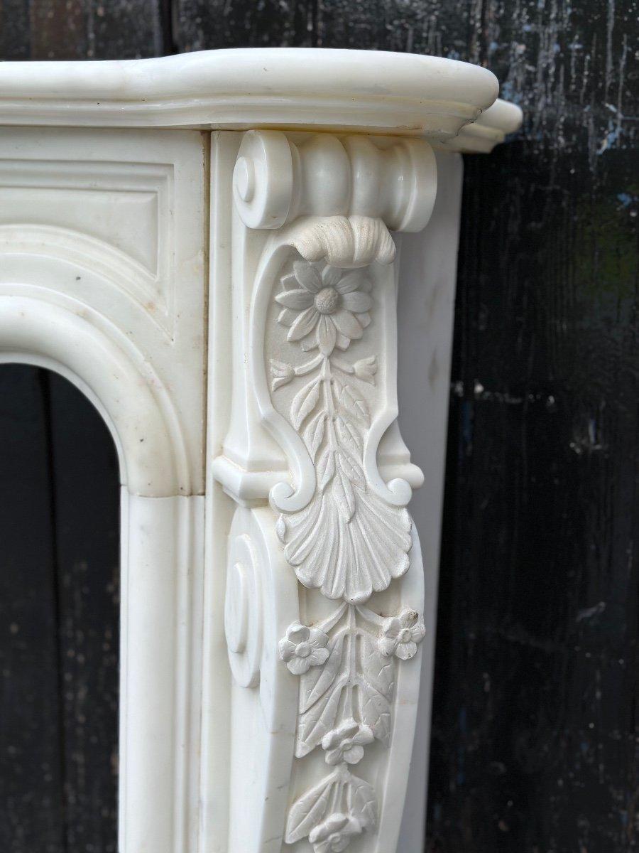 20th Century Louis XV Style Fireplace In Carrara Marble Circa 1980