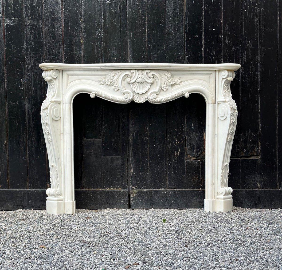 Louis XV Style Fireplace In Carrara Marble Circa 1980 1