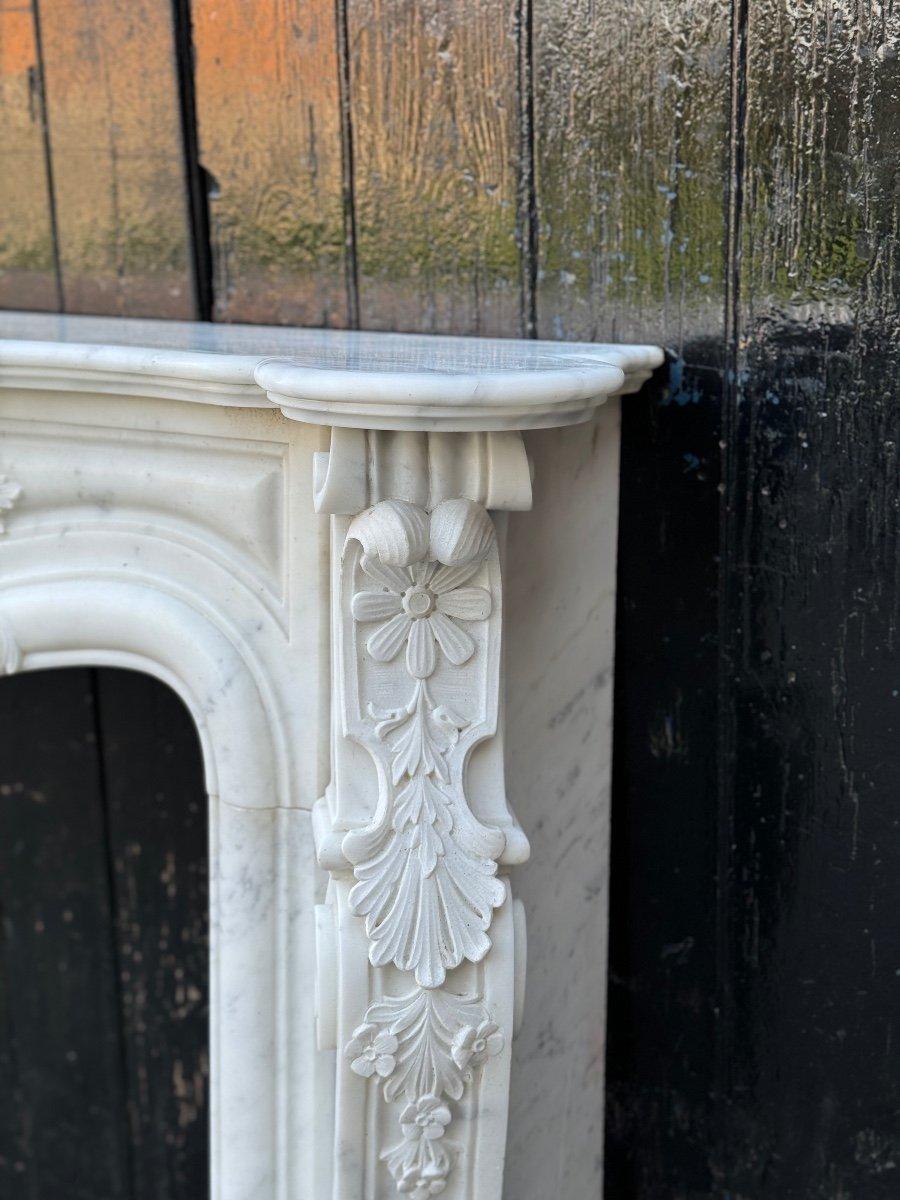 Louis XV Style Fireplace In Carrara Marble Circa 1980 4