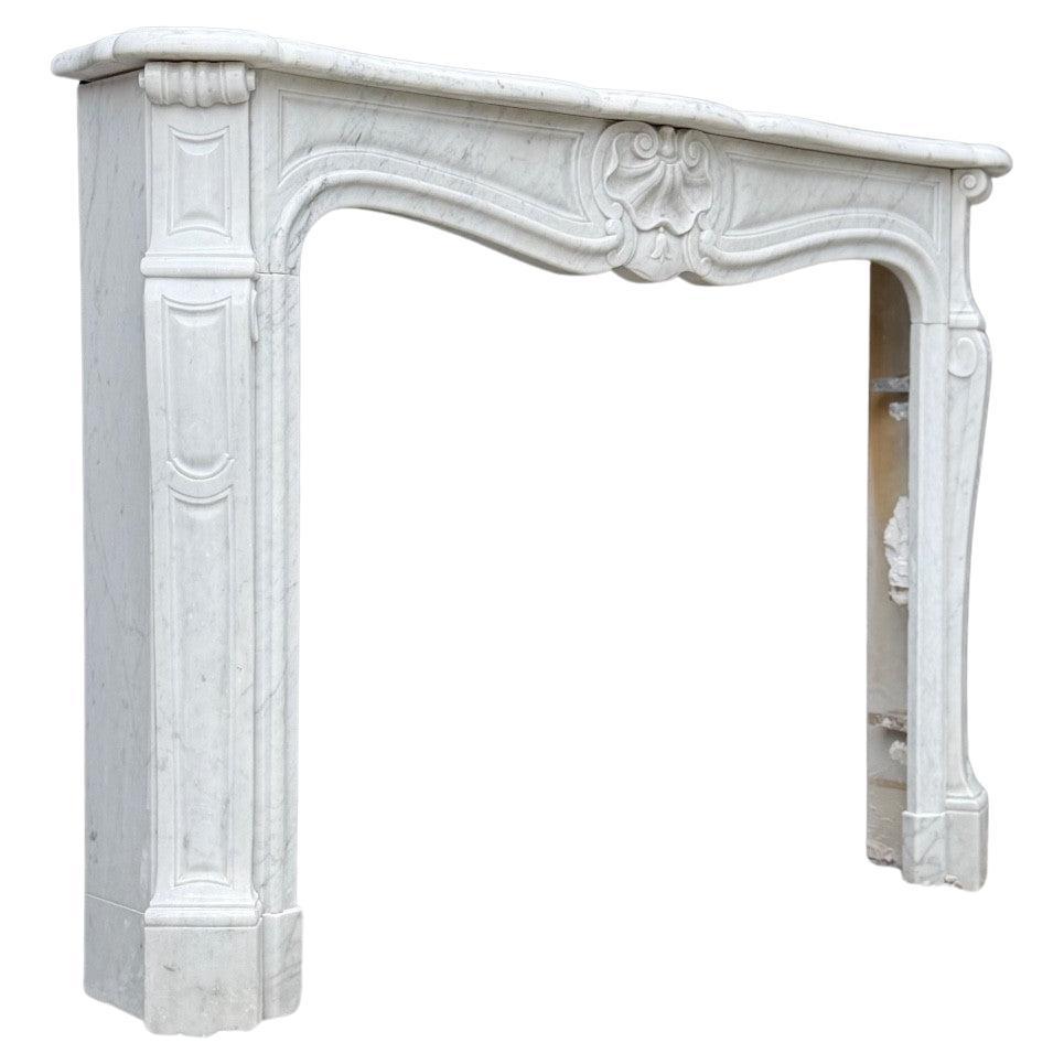 Louis XV style fireplace in Carrara marble, circa 1980
