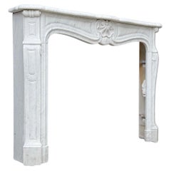 Louis XV style fireplace in Carrara marble, circa 1980