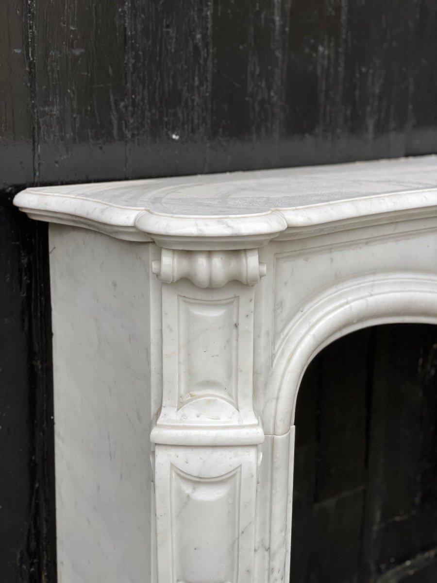 19th Century Louis XV Style Fireplace in Carrara Marble For Sale