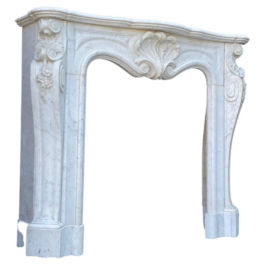 Louis XV Style Fireplace in Carrara Marble