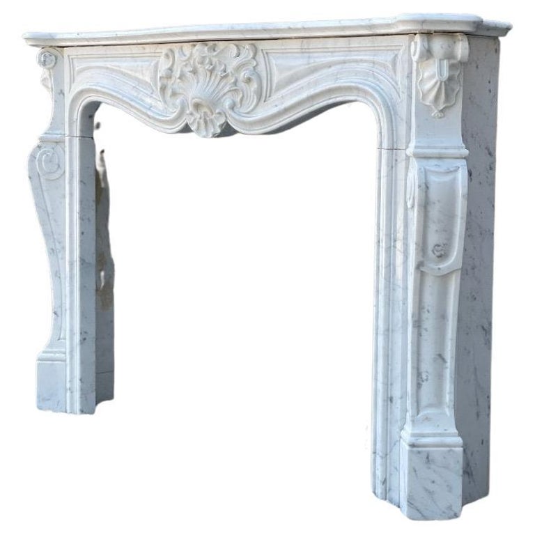 Louis XV Style Fireplace in Carrara Marble For Sale at 1stDibs