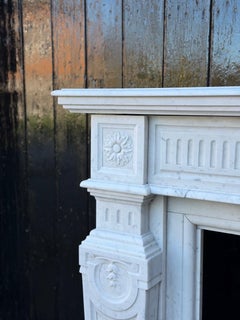 Louis XV style fireplace in Carrara white marble around 1880
